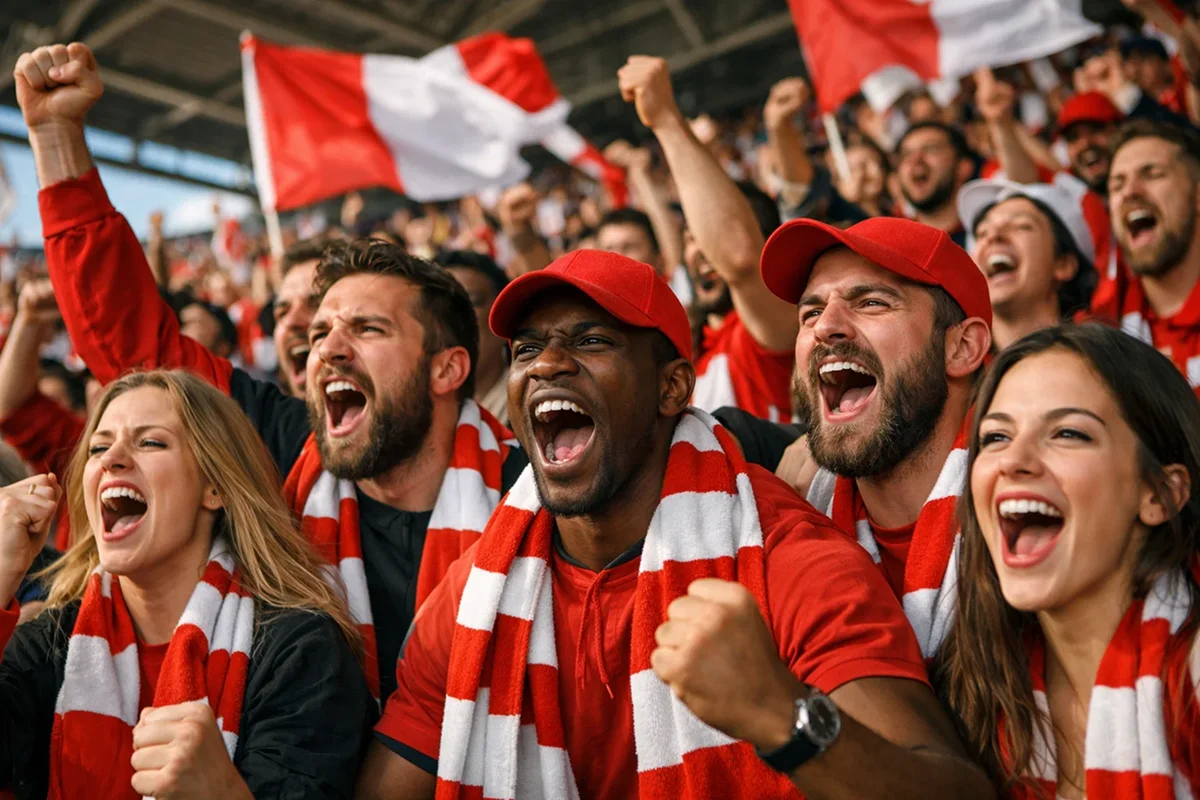 AaB fans på tribunen der støtter holdet under en hjemmekamp i Aalborg