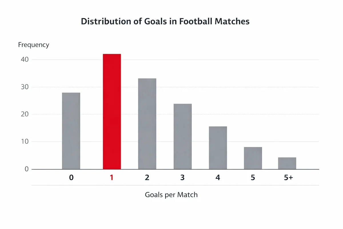 Simpelt soejlediagram der viser fordeling af maal i fodboldkampe med over og under 2,5